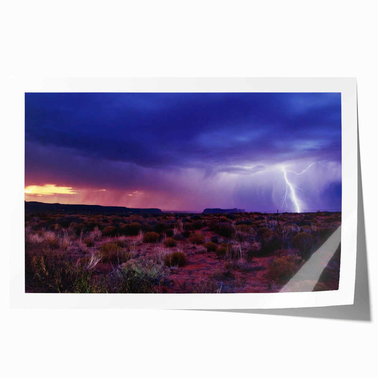 Sonoran Desert landscape with muted earth tones on a rolled canvas, suitable as art wall for dining room.