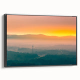 Black and white framed canvas of Arkansas landscape, ideal for bedroom wall art in vintage poster style.