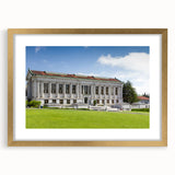 Extra large abstract art print of a textured California landscape in gold frame, ideal for living room decor.