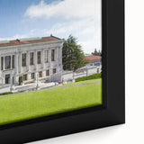 Extra large framed canvas featuring a textured depiction of Berkeley, California, in vibrant.