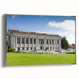 Landscape art painting of Berkeley, California in vibrant colors on a silver-framed canvas, ideal for office decor.