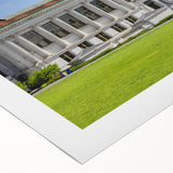 Art deco poster of Berkeley, California skyline in muted earth tones on a rolled canvas, suitable for dining room decor.