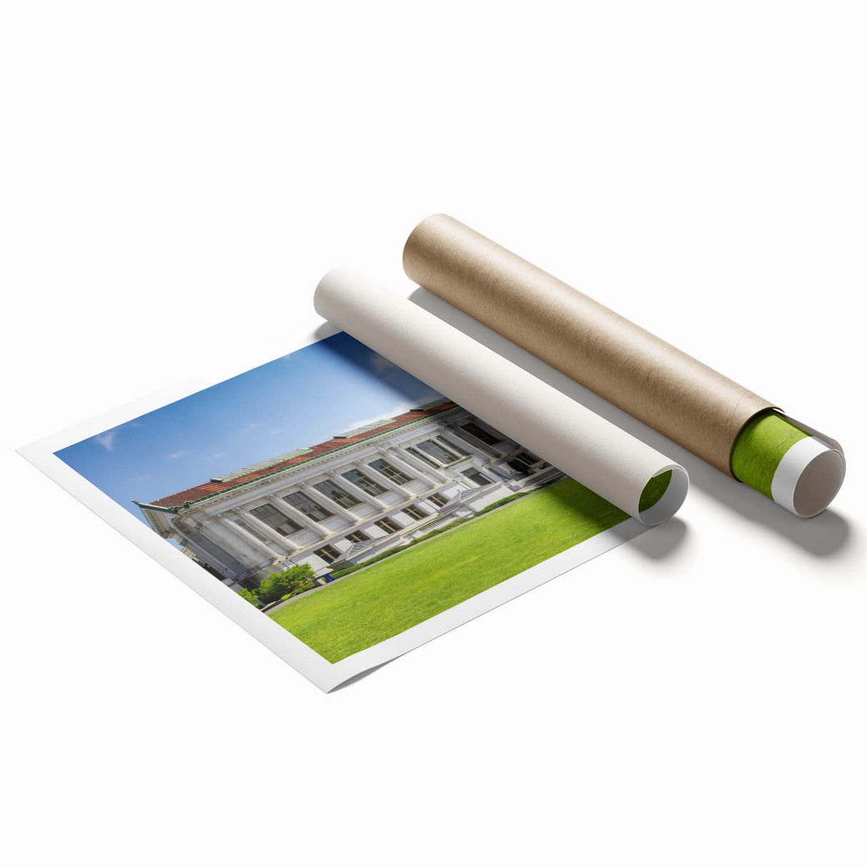 Extra large rolled print of a floral scene in soft pastel hues, ideal for classy bathroom wall art.