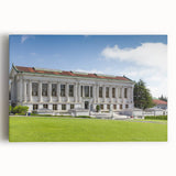 Black and white photograph of Berkeley, California on stretched canvas, featuring panoramic city views.