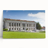 Black and white photo of Berkeley cityscape on large stretched canvas, ideal for kitchen wall art.