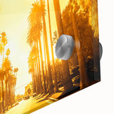 Large abstract wall art of Beverly Hills in muted earth tones on acrylic glass, ideal for dining room decor.