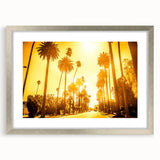 Textured abstract art print of Beverly Hills scenery in muted earth tones on a framed canvas, suitable for bedroom decor.