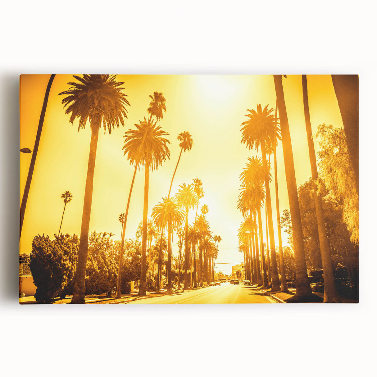 Black and white photograph of Beverly Hills on stretched canvas, featuring a panoramic view, ideal for kitchen wall art.