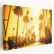 Side view of a stretched canvas depicting the Beverly Hills scenery in soft pastel tones, ideal for kitchen wall art.