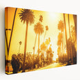 Side view of a stretched canvas depicting the Beverly Hills scenery in soft pastel tones, ideal for kitchen wall art.