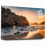Acrylic print of Big Sur scenery with muted earth tones, ideal for bedroom or dining room decor.