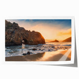 Rolled print of Big Sur coastline with muted earth tones, ideal for art wall dining room.