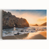 Black and white stretched canvas of Big Sur coastline, ideal for kitchen wall art.