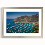 Textured art print of abstract Catalina scenery in muted earth tones, framed in silver, ideal for bedroom art.