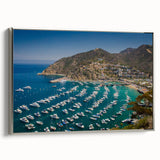 Landscape art painting of Catalina, California on framed canvas.