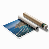 Extra large rolled print of Catalina, California scenery with vibrant floral elements, ideal for classy bathroom wall art.