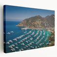 Side view of a stretched canvas featuring a serene Catalina, California landscape in soft pastel shades.