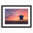 Extra large colorful art print of abstract Coronado scenery in vibrant hues on a textured canvas, framed in black.
