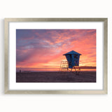 Textured art print of Coronado, California, in abstract style with silver frame, ideal for bedroom decor.