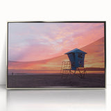 Mid-century modernist art depicting the Coronado, California scenery in muted earth tones on a framed acrylic print.