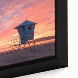 Black wall art featuring a textured, colorful depiction of Coronado, California on a framed canvas.