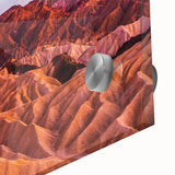 Large abstract depiction of Death Valley in muted earth tones on acrylic glass, suitable for dining room art.