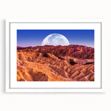 Abstract art print of Death Valley in muted earth tones on a framed canvas, suitable for bedroom or dining room decor.