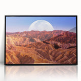 Large abstract wall art of Death Valley in muted earth tones on a framed acrylic, suitable for modern art wall decor.