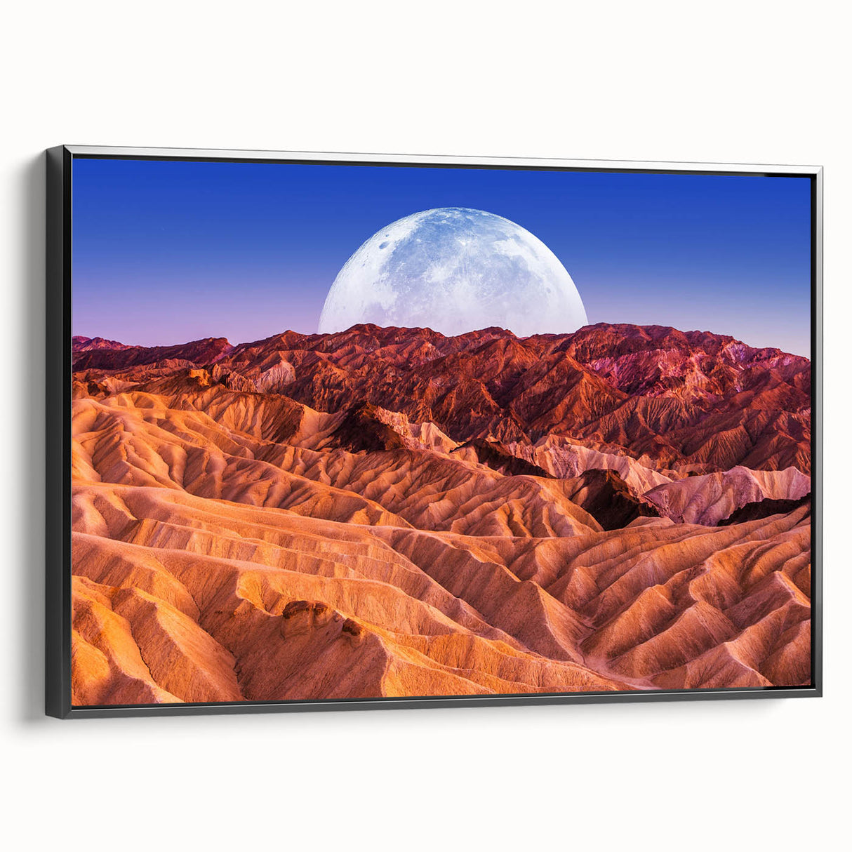 Black and white framed canvas of Death Valley landscape, ideal for bedroom wall decor.
