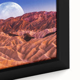 Extra large framed canvas of Death Valley featuring textured black wall art with colorful accents.