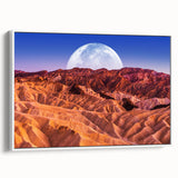 Vintage poster art of Death Valley in muted earth tones on a large framed canvas, ideal for living room decor.