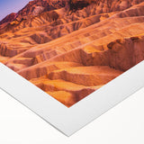 Art deco poster depicting the Death Valley landscape in muted earth tones on rolled canvas, suitable for dining room decor.