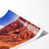 Extra large wall art of line art flowers over a muted Death Valley scenery on a rolled canvas.