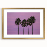 Extra large abstract art print of Hollywood, California scenery in textured style, with a gold frame.