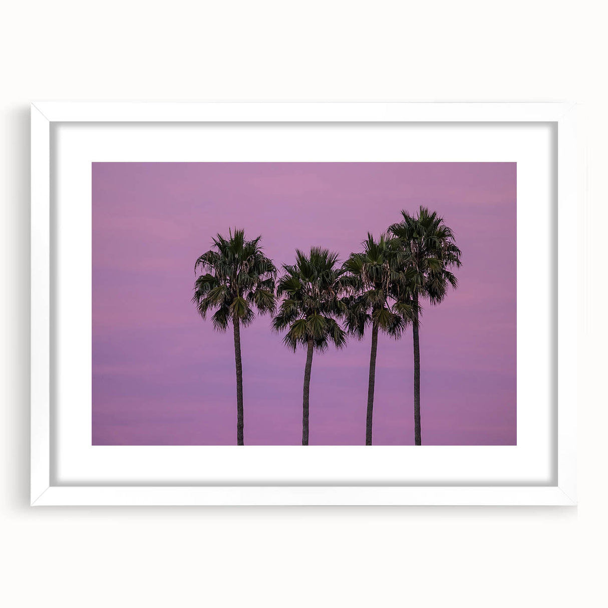 Abstract art print of Hollywood, California, in muted gray and blue tones on a framed white mat.