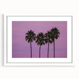 Abstract art print of Hollywood, California, in muted gray and blue tones on a framed white mat.