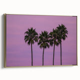 Framed canvas of vintage-style Hollywood, California landscape with black and gold tones, suitable for bedroom wall art.