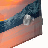 Large abstract depiction of Lake Tahoe in muted blue and green hues on acrylic glass.