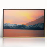 Acrylic print of Lake Tahoe with serene blue and green tones in a mid-century modernist style.