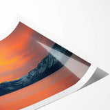 Extra large wall art of Lake Tahoe with vivid blue and green tones on a rolled canvas, suitable for large living room decor.