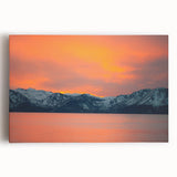 Black and white photograph of Lake Tahoe on stretched canvas, ideal for kitchen wall art.