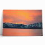 Black and white photograph of Lake Tahoe on stretched canvas, ideal for kitchen wall art or bedroom decor.