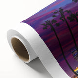 Art deco poster of Los Angeles skyline in pastel shades on rolled canvas, ideal for nursery wall art.