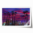 Extra large rolled print of Los Angeles scenery with vibrant hues of orange and blue, ideal for dining room wall art.