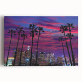 Black and white photo of Los Angeles skyline on large stretched canvas, ideal for kitchen wall art.