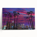Black and white photo of Los Angeles skyline on stretched canvas, ideal for kitchen wall art.