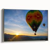 Framed canvas landscape art painting of Napa Valley, featuring vibrant green vineyards and a clear sky.