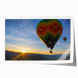 Rolled print of Napa Valley scenery with lush green vineyards and blue sky, ideal for art wall dining room.