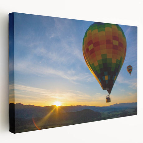Panoramic view of Napa Valley on large stretched canvas, featuring lush green vineyards under a clear sky.