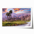 Extra large rolled print of Palm Springs scenery with vibrant sunset hues, ideal for art wall dining room decor.